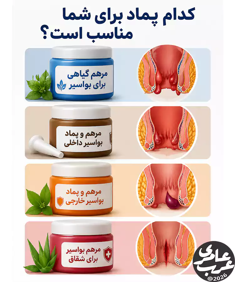 سه دسته اصلی وجود دارد: مرهمهای گیاهی، مرهمهای مخصوص بواسیر داخلی و مرهمهای مخصوص بواسیر خارجی، هر کدام برای شرایط خاصی طراحی شدهاند