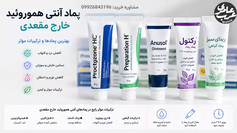 پماد آنتی هموروئید خارج مقعدی این پماد برای کاهش سریع درد، خارش و التهاب ناشی از بواسیر خارجی استفاده میشود